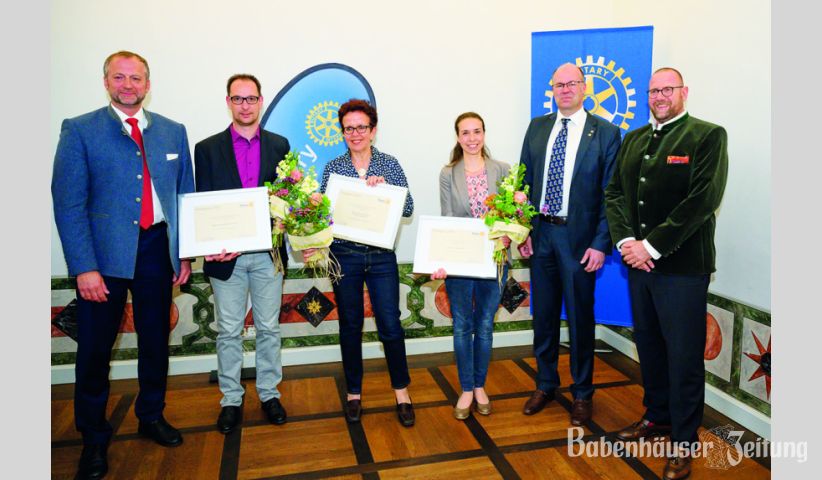 Verleihung des Rotary-Förderpreises 2019 (von links): Georg Vierling, Matthias Hees, Agnes Thorn, Kerstin Steinmetz, Wolfgang Krapp und Markus Laumann.