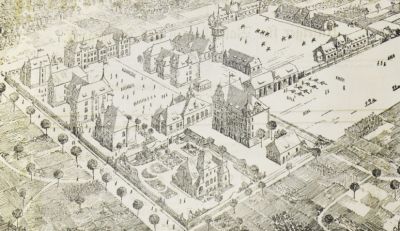 Die Zeichnung der ehemaligen Kaserne (Babenh&auml;user Zeitung von 1901).